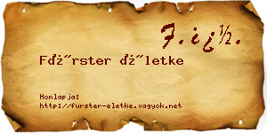 Fürster Életke névjegykártya